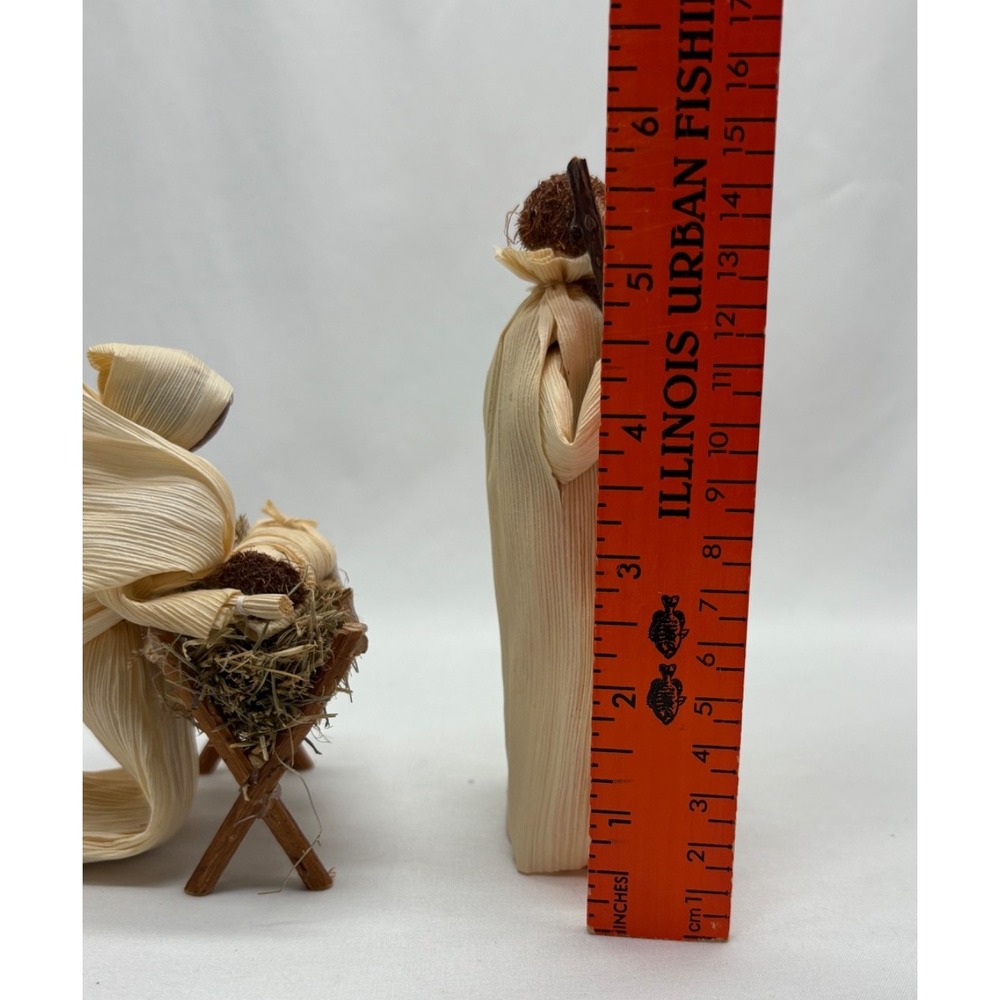 Vintage Folk Art Corn Husk Nativity Set Jesus, Mary & Joseph‎ Christmas Decor - Picture 7 of 7